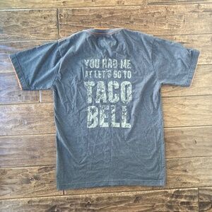 Taco Bell Employee Uniform T-Shirt Medium Gray Orange Trim